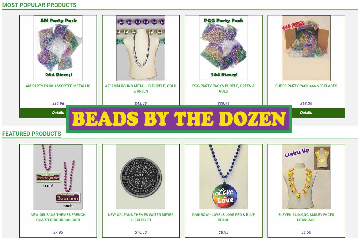 Mardi Gras Beads & More: Custom Mardi Gras Beads, Wholesale Mardi Gras Beads  and Mardi Gras Beads for Every Holiday from Beads by the Dozen, New Orleans  largest Mardi Gras Bead Store.