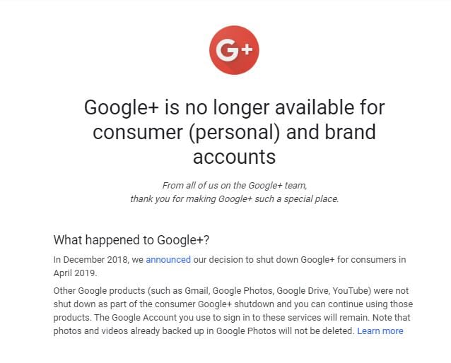 Google + Account - Ain't There No More Screenshot