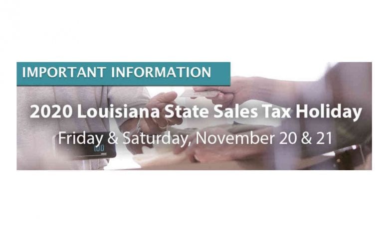 2020 Louisiana Sales Tax Holiday