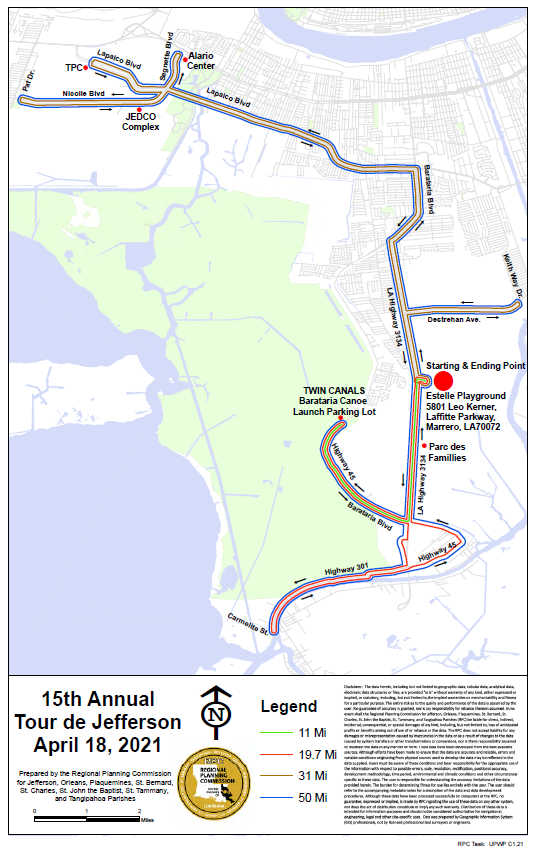 Tour de Jefferson 2021 map