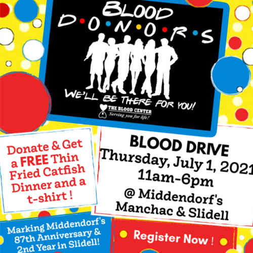 Middendorf's Free Catfish for Blood Donorssm